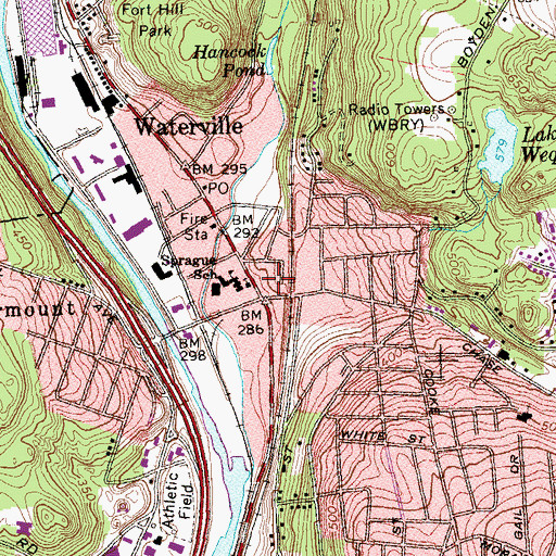 Topographic Map of Waterville Green, CT