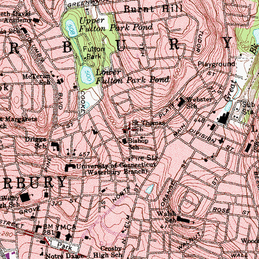 Topographic Map of Way of the Cross Church, CT