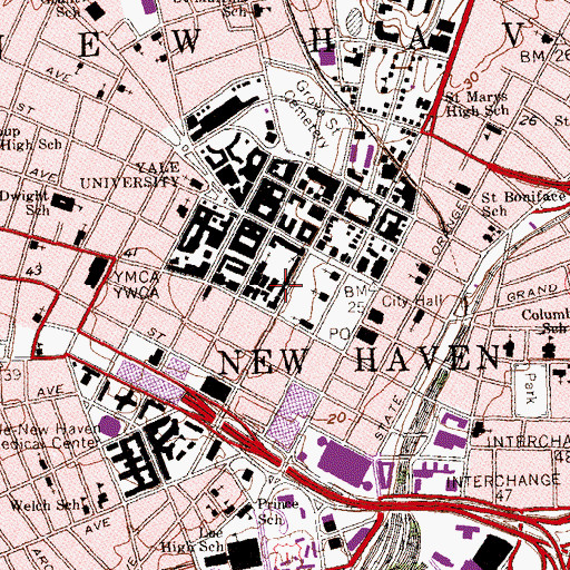 Topographic Map of Welch Building, CT