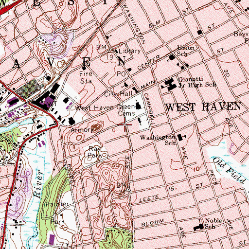 Topographic Map of Wesley United Methodist Church, CT