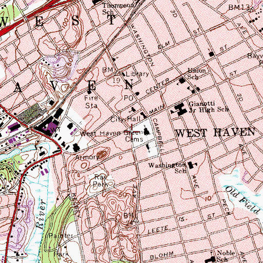 Topographic Map of West Haven Chamber of Commerce, CT