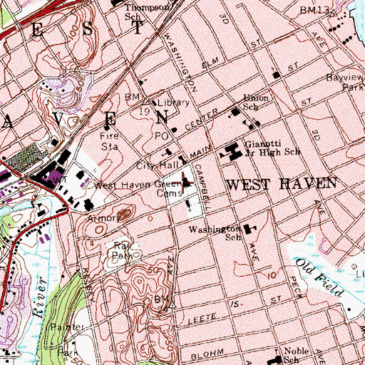 Topographic Map of West Haven Green, CT