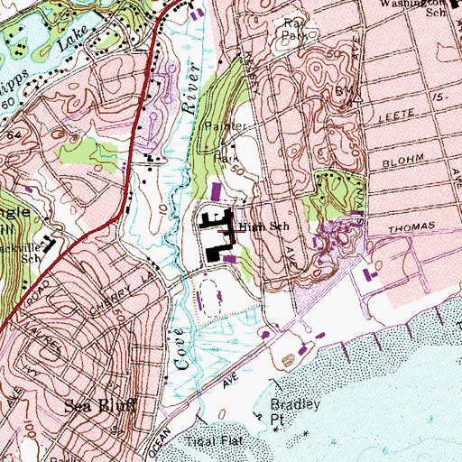 Topographic Map of West Haven High School, CT