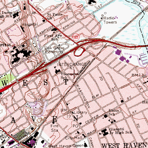 Topographic Map of West Haven Station (historical), CT
