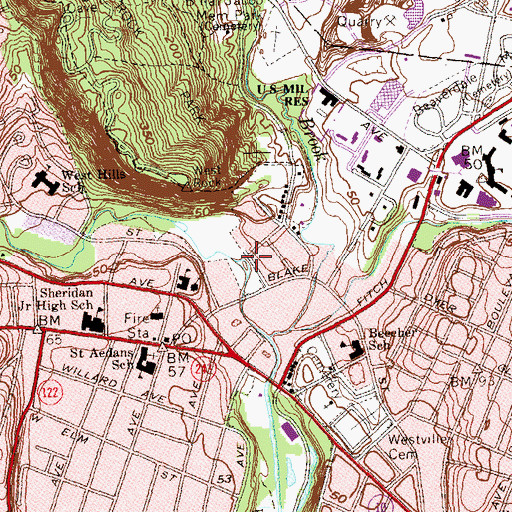 Topographic Map of West Rock Playground, CT