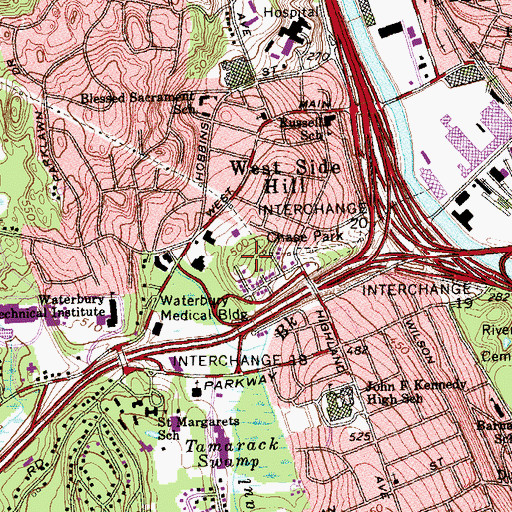 Topographic Map of Westside Hill, CT