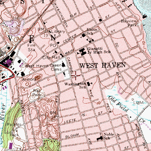Topographic Map of Westside Church of Christ, CT