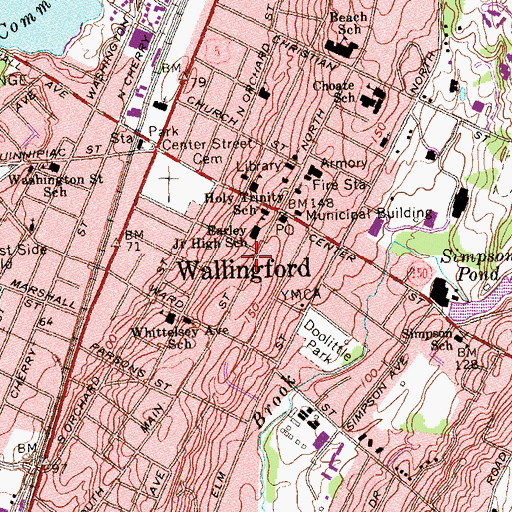 Topographic Map of White Oak Baptist Church, CT