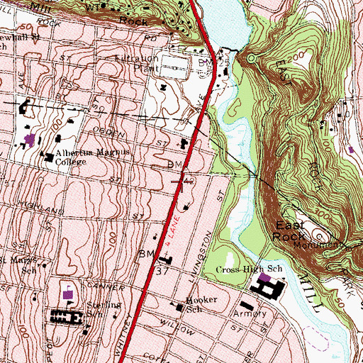 Topographic Map of Whitney Avenue Historic District, CT