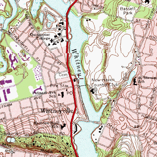 Topographic Map of Whitneyville Congregational Church, CT