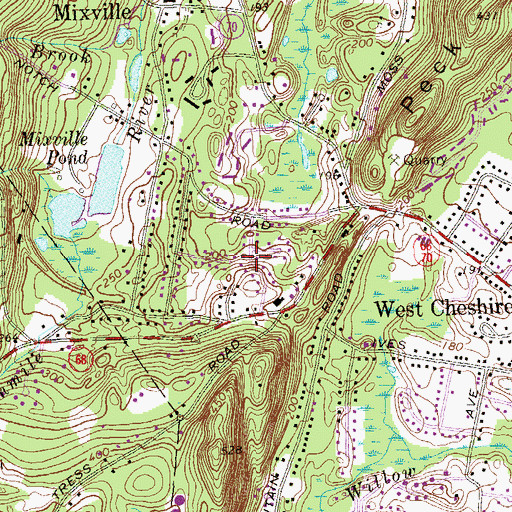 Topographic Map of Willowbrook Farms, CT