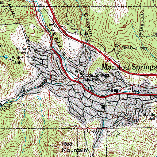 Topographic Map of Williams Canyon, CO