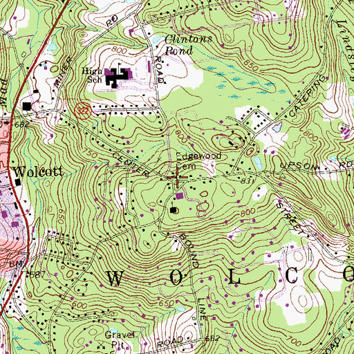 Topographic Map of Wolcott Congregational Church, CT