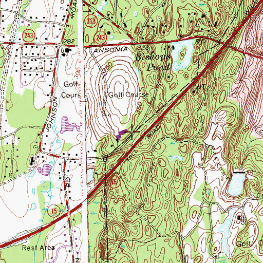 Topographic Map of Woodbridge Country Club, CT