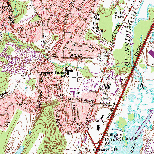 Topographic Map of Woodings Pond, CT