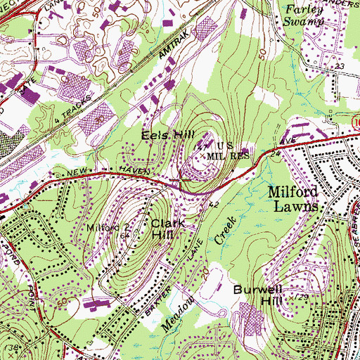 Topographic Map of Woodmont United Church of Christ, CT