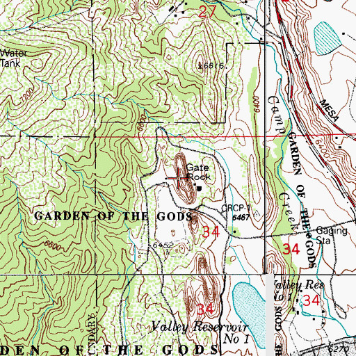 Topographic Map of Gate Rock, CO