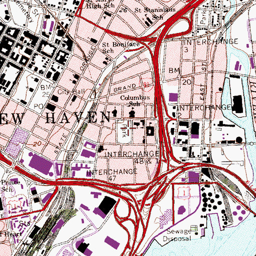 Topographic Map of Wooster Square, CT