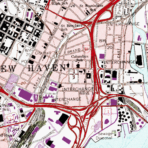 Topographic Map of Wooster Square Historic District, CT