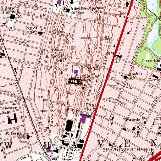 Topographic Map of Yale Divinity School, CT
