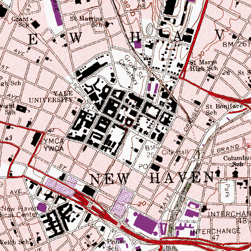 Topographic Map of Yale Post Office, CT