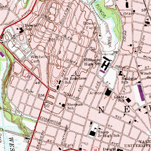 Topographic Map of Yeshiva Gedolah Lubavith Chabad Minyan, CT