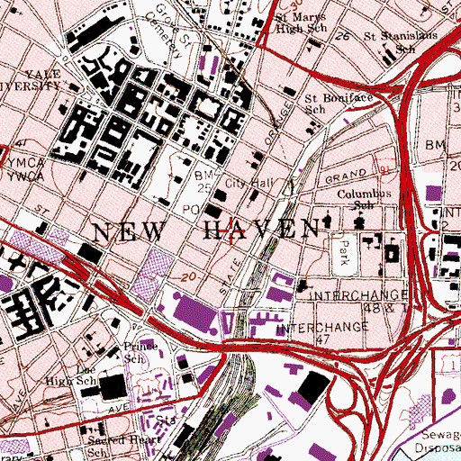 Topographic Map of Young Mens Institute, CT