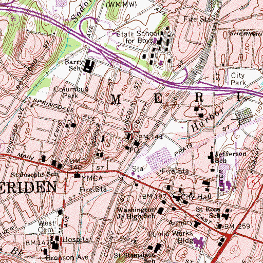 Topographic Map of YWCA, CT