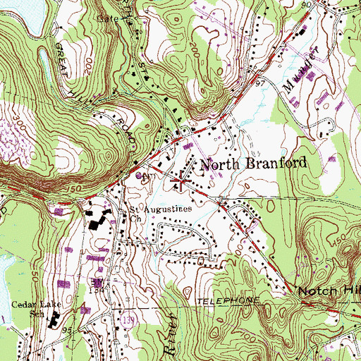 Topographic Map of Zion Episcopal Church, CT