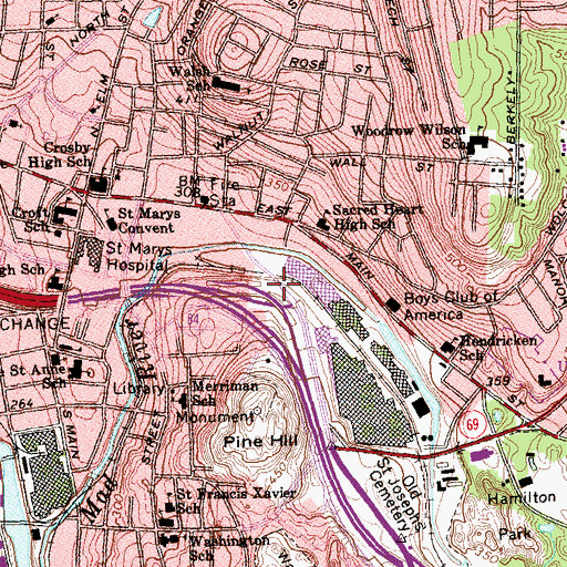Topographic Map of Zion Lutheran Church, CT