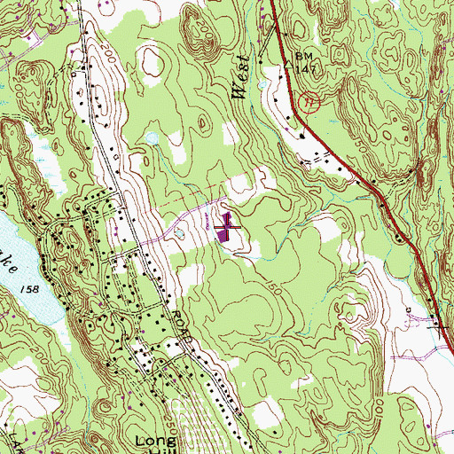 Topographic Map of A Baldwin Middle School, CT