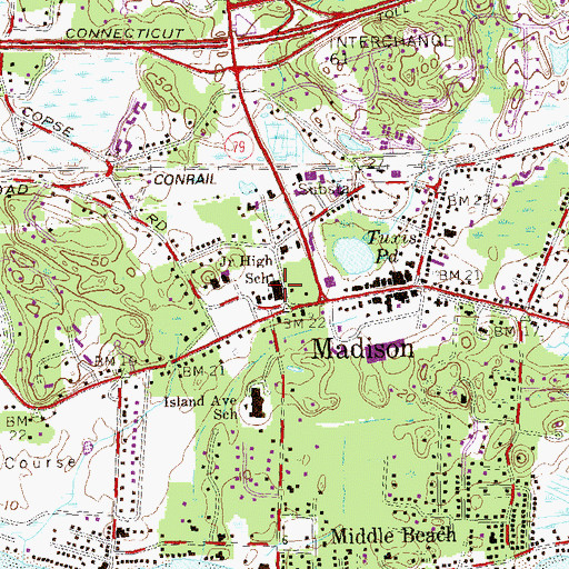 Topographic Map of Academy School, CT