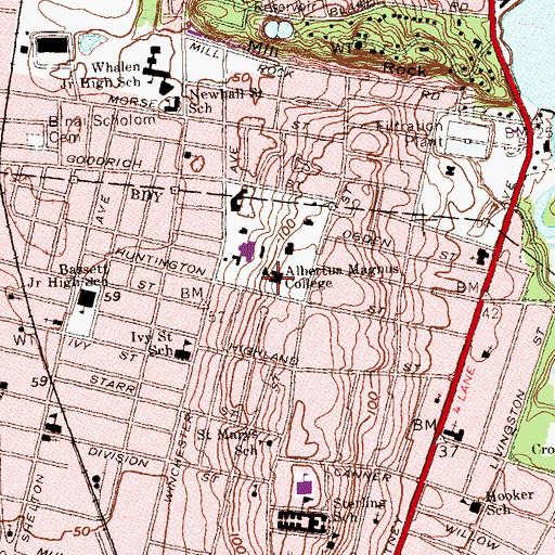 Topographic Map of Albertus Magnus College Library, CT
