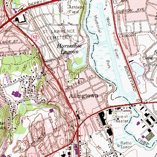 Topographic Map of Allington Park, CT
