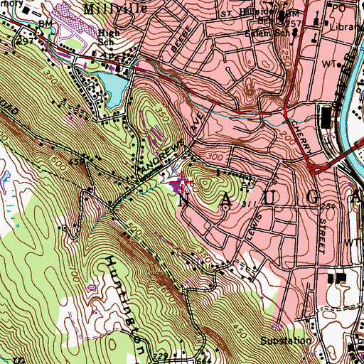 Topographic Map of Andrew Avenue School, CT