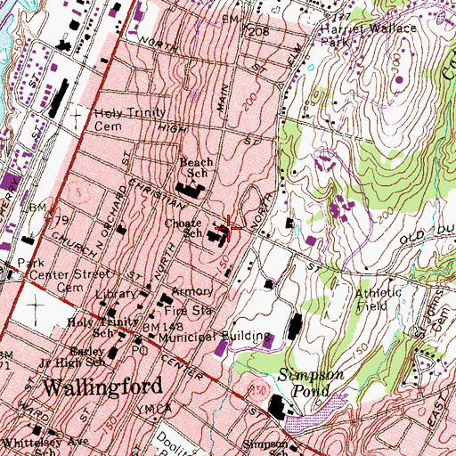 Topographic Map of Andrew Mellon Library, CT