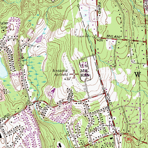 Topographic Map of Ansonia Airfield (historical), CT