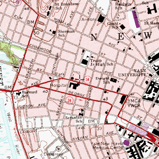 Topographic Map of Anthony Building Chapel, CT