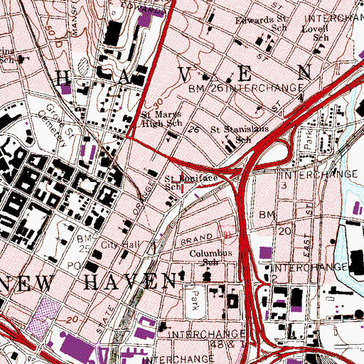 Topographic Map of Audubon Arts District, CT