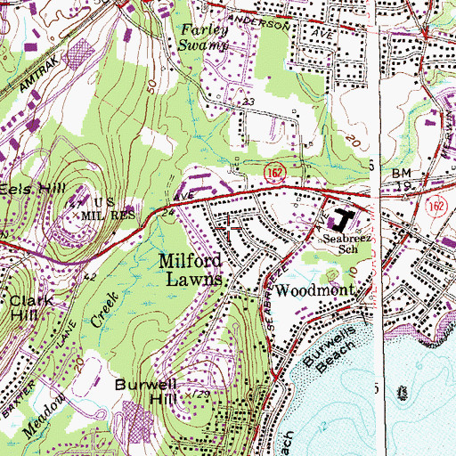 Topographic Map of Baldwin Point, CT