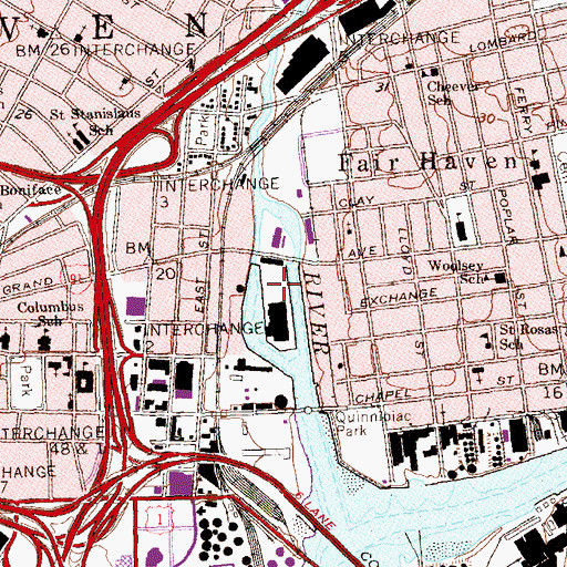 Topographic Map of Ball Island, CT