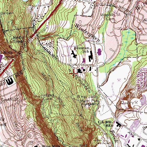 Topographic Map of Barnard Nature Center, CT