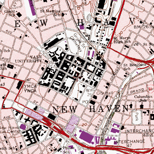 Topographic Map of Battell Chapel, CT