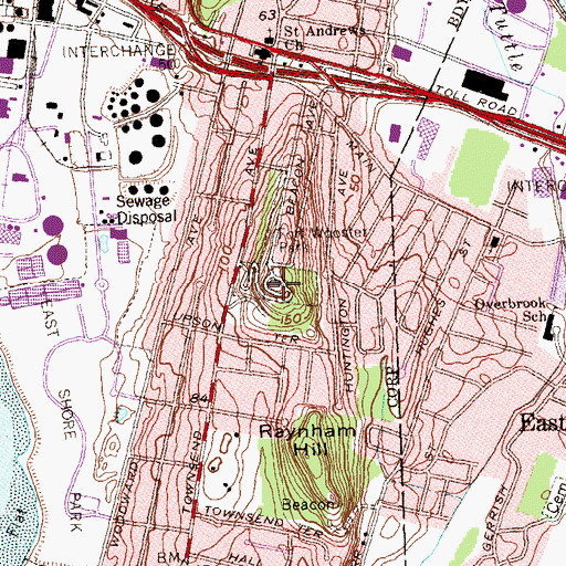 Topographic Map of Beacon Hill, CT
