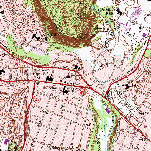 Topographic Map of Beecher Park, CT