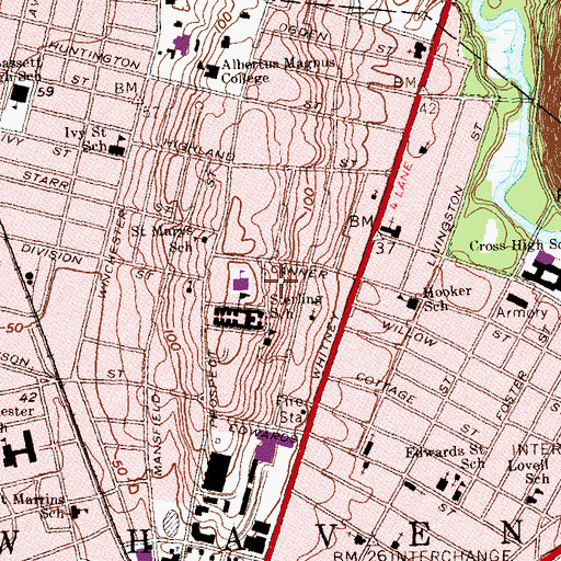 Topographic Map of Bellamy Building, CT