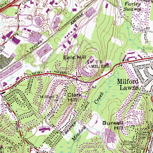 Topographic Map of Berean Assembly of God Church, CT