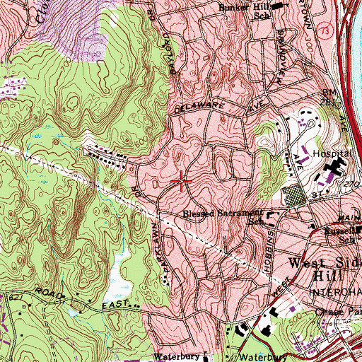 Topographic Map of Berean Baptist Church, CT