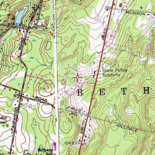Topographic Map of Bethany Airport (historical), CT