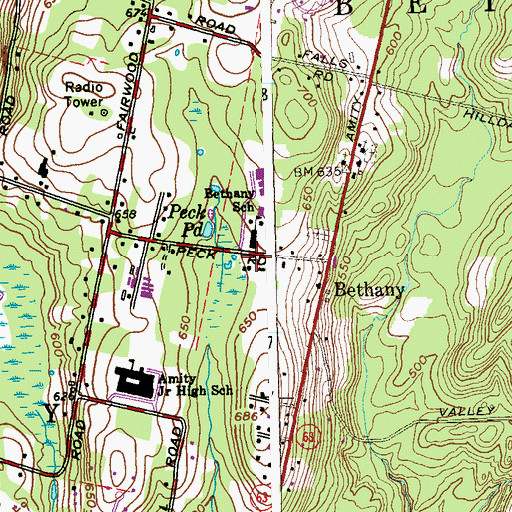Topographic Map of Bethany Town Hall and Community Center, CT